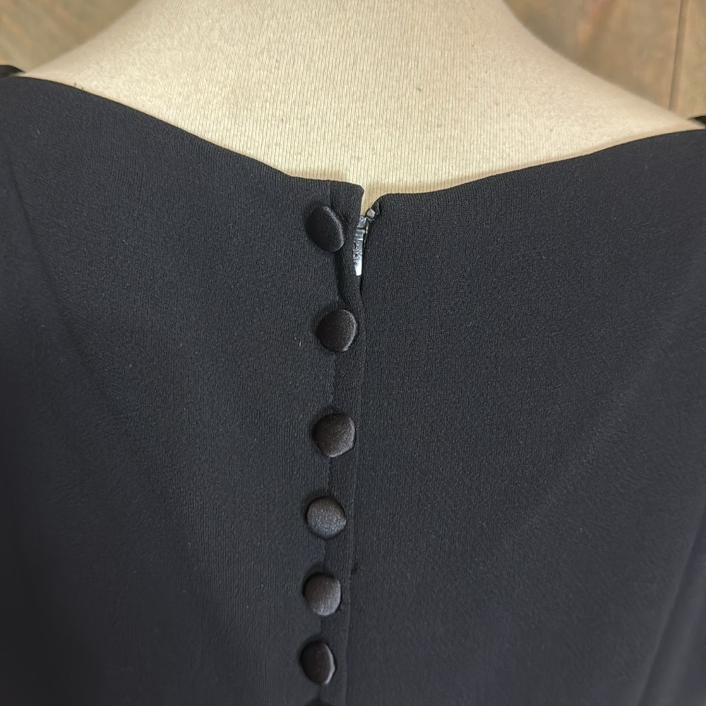Talbots black sheath dress with mesh and bead detail at the neck and cuffs Sz 8 - Picture 8 of 13